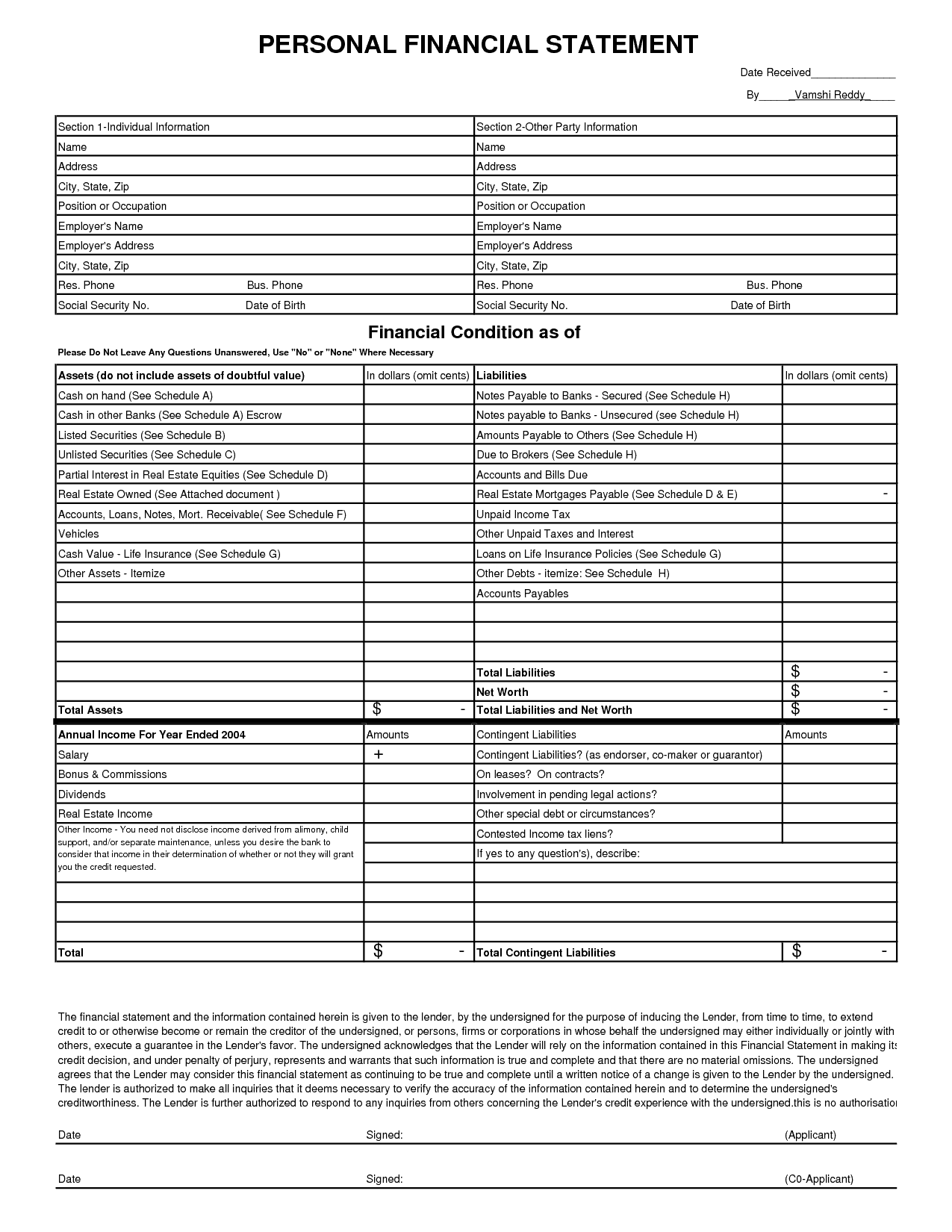 40-personal-financial-statement-templates-forms-templatelab