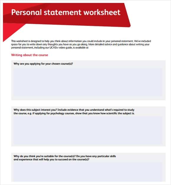personal statement layout template