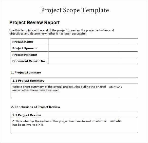 Project scope statement template