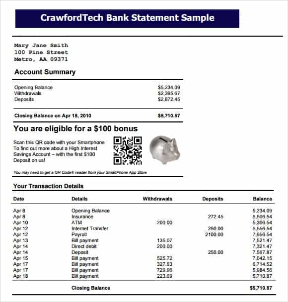 9 Free Bank Statement Templates - Word Excel Sheet PDF 9 Free Bank Statement Templates - Word Excel Sheet PDF