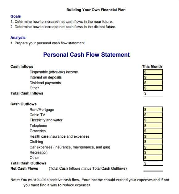 cash flow statement template 