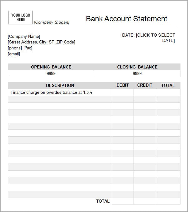 Statement of Account Templates 13+ Free Printable Word, Excel & PDF