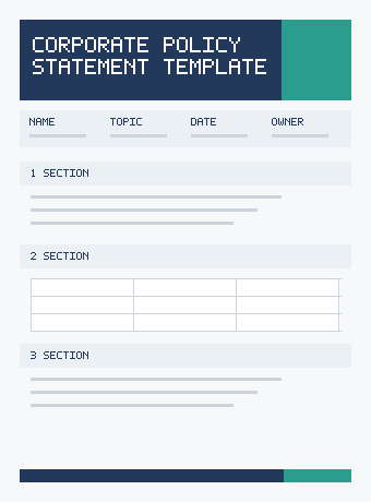 Preview of a corporate policy statement template with governance, responsibilities and review sections